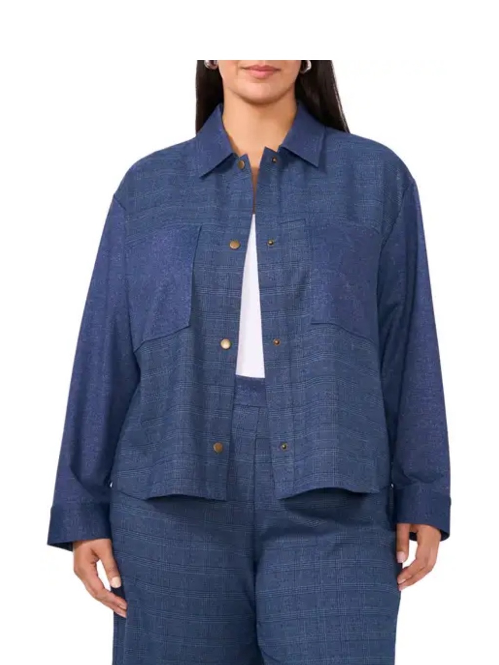 Vince Camuto Blue Button-Front Jacket